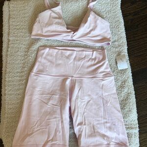Aritzia Light Pink Sports Bra and Shorts Set